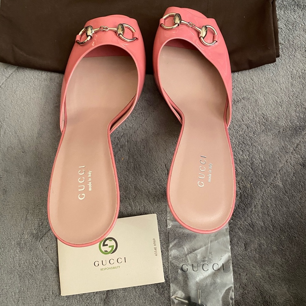 Brand New Pastel Pink Gucci Mule Shoes